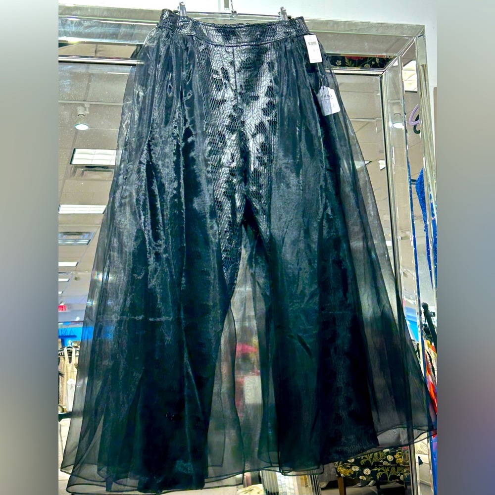 Black Pants With Black Sheer Outer Ruffle
